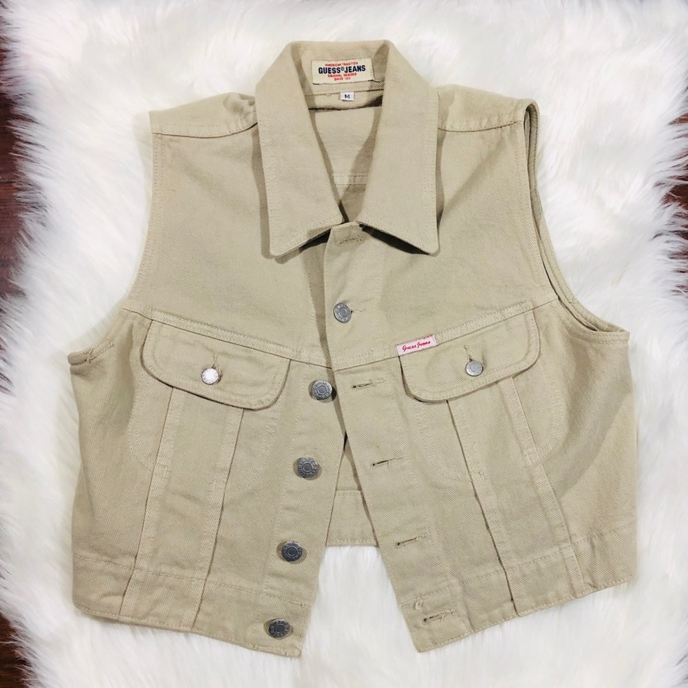 Vintage Cropped Guess Denim Vest